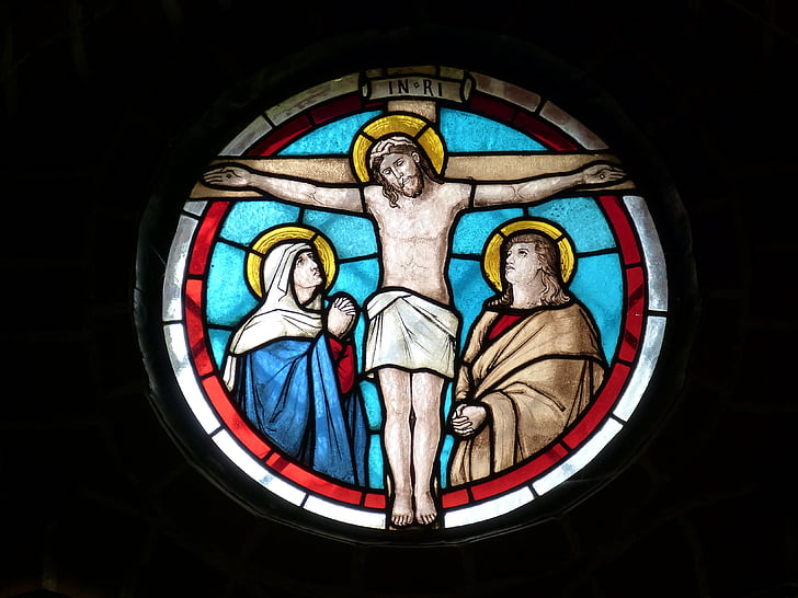 church, church window, crucifixion, jesus, mourning, religion, suffering