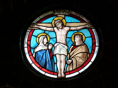 church, church window, crucifixion, jesus, mourning, religion, suffering