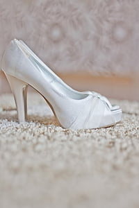 pair, white, suede, open, toe, heeled, sandals