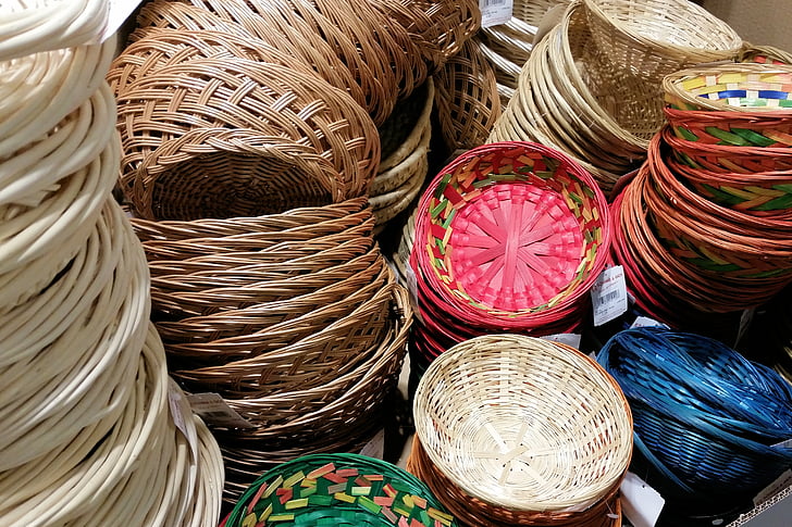 baskets, weave, wicker, woven, rattan, sell