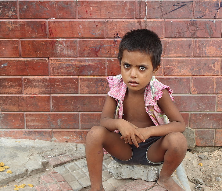 kind, de bedelaar, India, Azië, armoede, new delhi