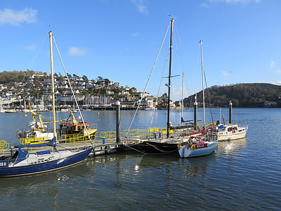Anglie, Spojené království, Dartmouth, přístav, spuštění počítače, voda, Devon