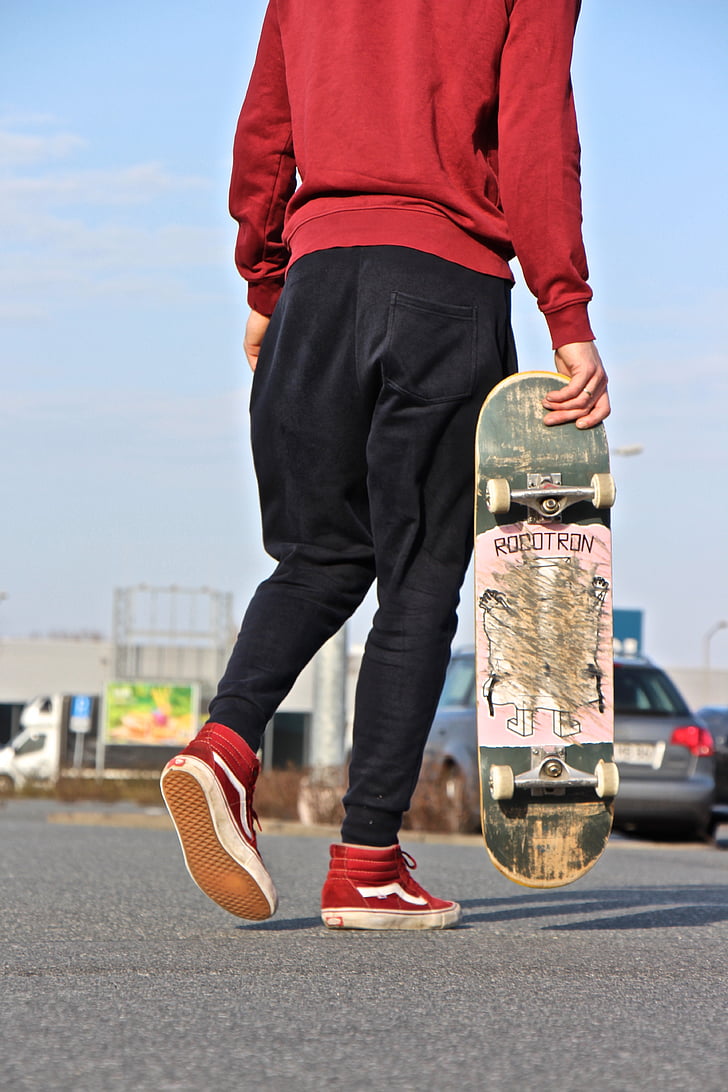 băiat, om, Du-te, skateboard, stil, tanar, umane