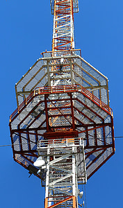 радио мачтата, предаване кула, платформа, радио кула, небе, безжична технология, радио антена