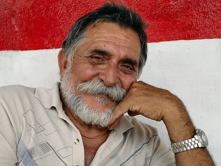 Cuba, man, Portret, oude man, baard, ontspannen, gezicht