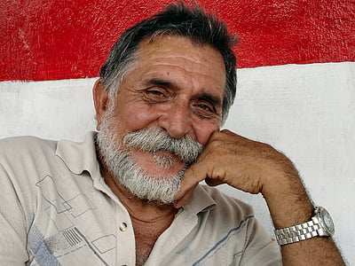 Kuba, ember, portré, öreg, szakáll, nyugodt, arc