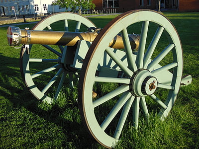 bronzen kanon, LaVette, eiken wielen, kanon van de bal, LaVette van ruwe eik, drie-pond kanon, kanon