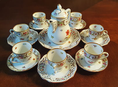 arbatos servizas, arbata, Kinija, bauda Kinija, porceliano, patys puodeliai, puodeliai