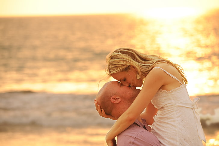 Valentin, a Sunset beach, párok, szerelem, Hugs, összetartozás, anya