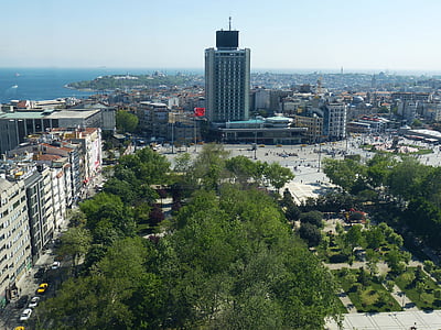 a Taxim, taximplatz, hely, központ, Isztambul, Törökország, Park