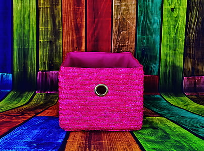 basket, pink, colorful, storage, decoration, background, wood