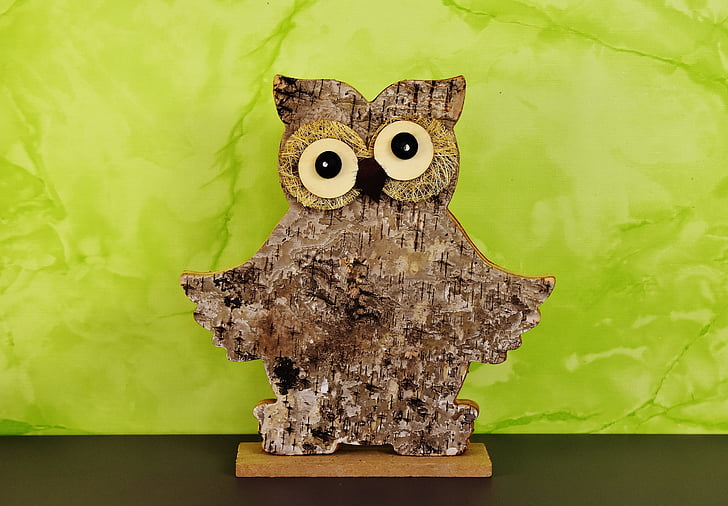 Owl, gỗ, vỏ cây, con số, Buồn cười, Thiên nhiên, Eagle owl