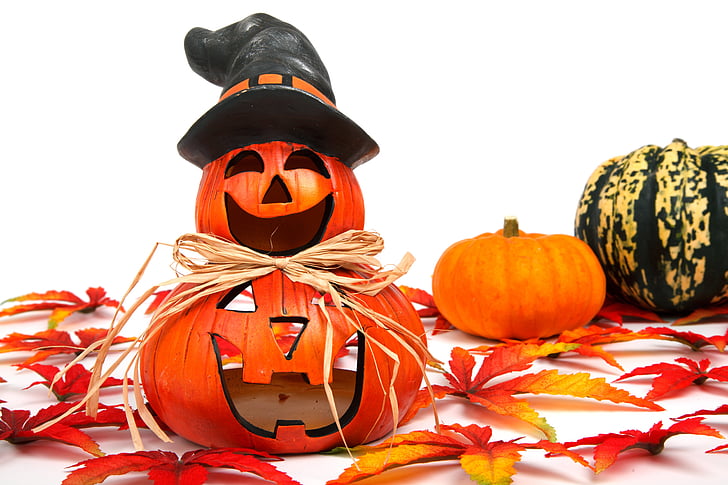 hösten, dekoration, ansikte, faller, Rolig, kalebass, Halloween