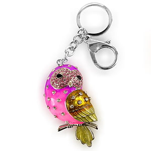 close, photo, pink, studded, key, chain, birds