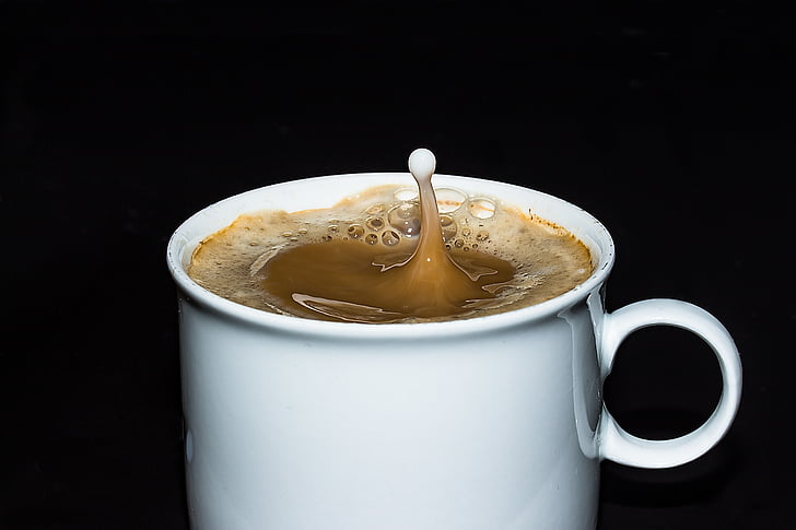 φλιτζάνι καφέ, Κύπελλο, καφέ, καφέ, αφρώδες υλικό, καφέ αφρός, σταγόνες γάλακτος