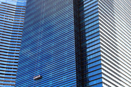 skyscraper, window cleaner, clean, glasputzer, window, architecture, facade