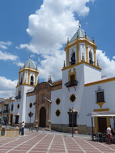 ronda, marketplace, church of santa maria, church, architecture, religion, christianity