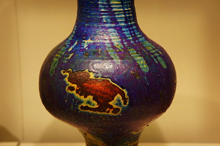 keramika, váza, modrá, hrnec, jíl, keramika