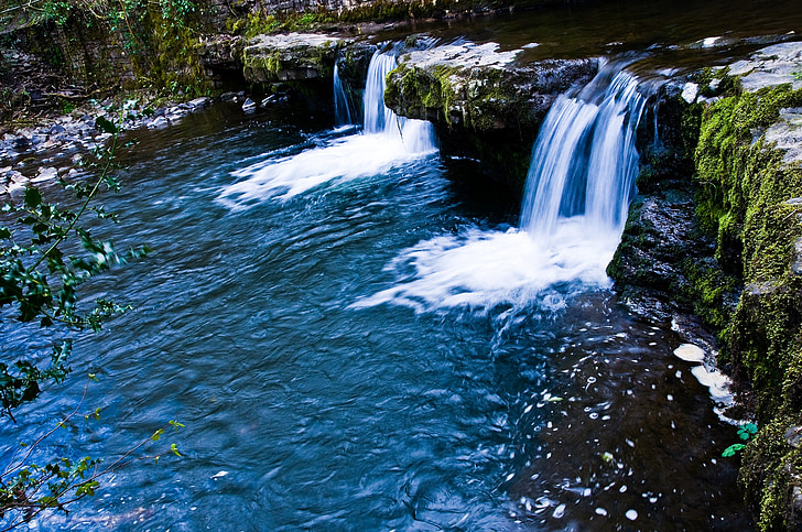 водопад, естествен басейн, Уелс, радиофарове, Брекън, Великобритания, Великобритания