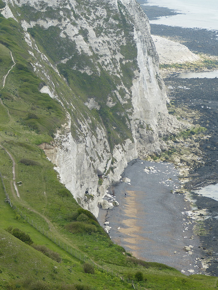 hvite klipper, klipper, Dover, sjøen, kysten, stranden bane, unna