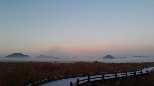 Suncheon Bucht, Dawn, Nebel