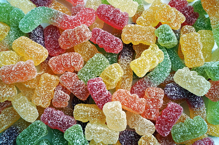jelly beans, candy, sour, sweet, teddy bear, sweets, eating