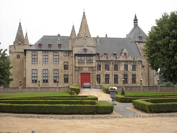 Belgien, Laarne, slott, medeltida, fästning, historisk byggnad, gammal byggnad
