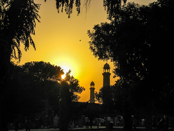 puesta de sol, Mezquita de, Islam, silueta de arquitectura, Monumento, Templo de, musulmana