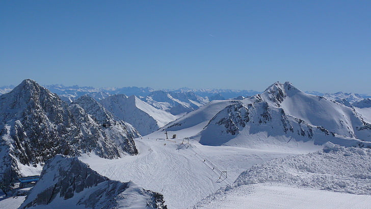Austria, Stubai, schiuri, iarna, Munţii