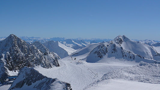 Austria, Stubai, Ski, musim dingin, pegunungan