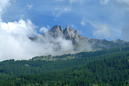 chabriere skujas, kalns, Alpi, ainava, daba, debesis, Hautes alpes