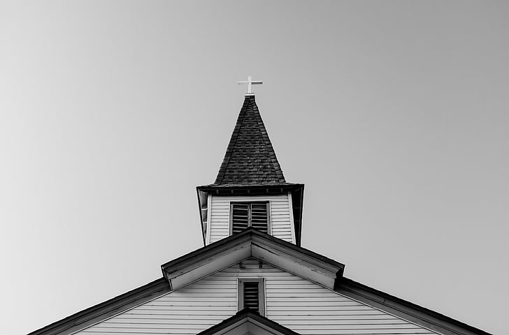 arkitektur, bygge, infrastruktur, kirke, svart-hvitt