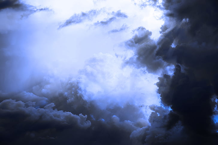sky, clouds, rays, spectacle, blue, dark clouds, clouds form