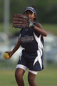 softball, player, game, competition, throwing, play, action
