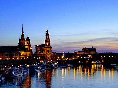Dresden, Tyskland, Terrassenufer, Altstadt, historia, Frauenkirche, gammal byggnad