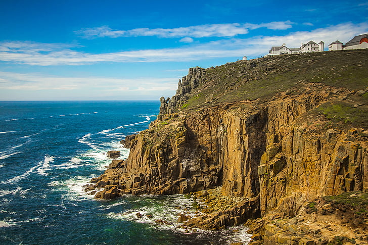 Land's end, rock, ocean, Cornwall, mare, stâncă, linia de coastă