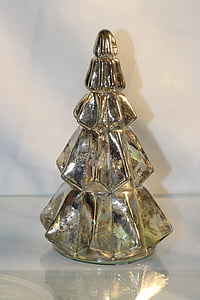 üveg, Karácsony, karácsonyi díszek, Karácsony, fém, ezüst, üveg fenyő