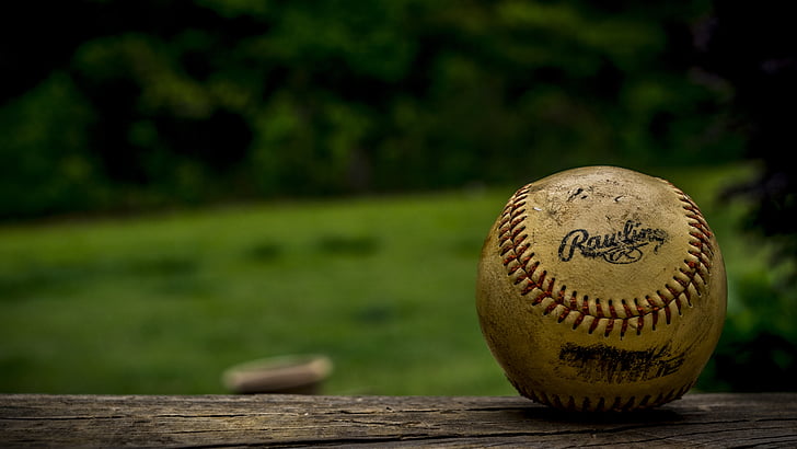bollen, baseboll, närbild, smutsiga, makro, Baseball - boll, Baseball - sport