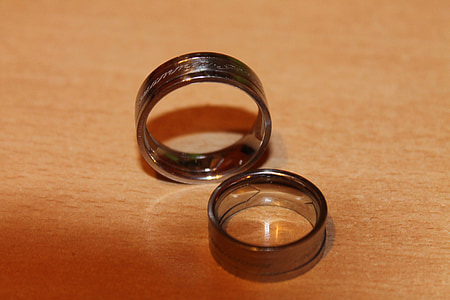 anéis, anéis de casamento, anel de casamento, anel, dois, juntos