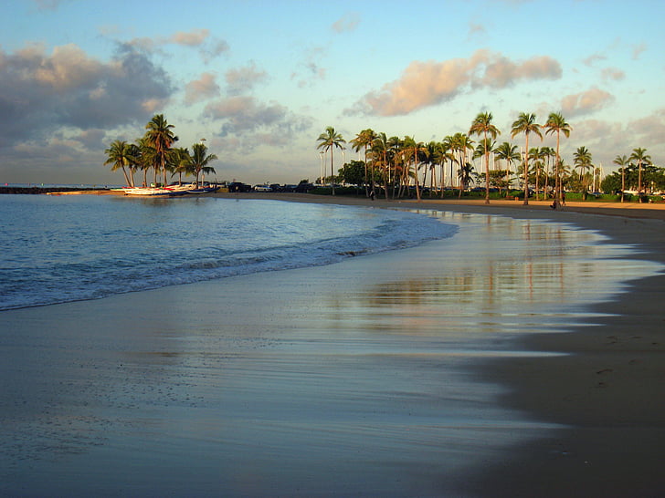 Гавайи, пляж Вайкики, песок, мне?, океан, Прибой, волны