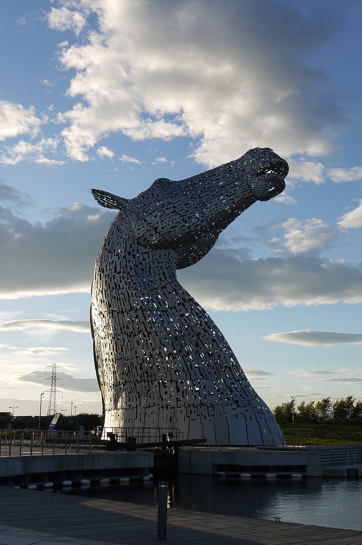 Hästens, belysning, konstverk, kelpies Skottland