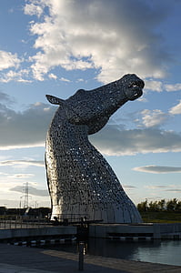 на коня, осветление, произведение на изкуството, kelpies Шотландия