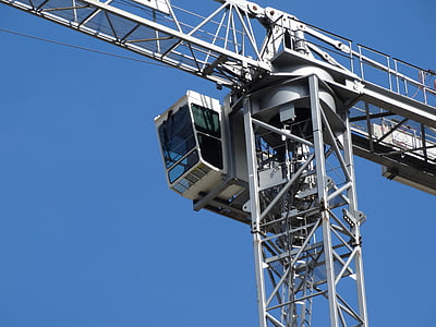 Crane, mengangkat crane, baukran, perak, biru, mengangkat beban, jib crane