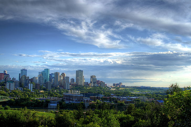 Edmonton, Kanada, mesto, mesta, nebotičnikov, stavb, Skyline