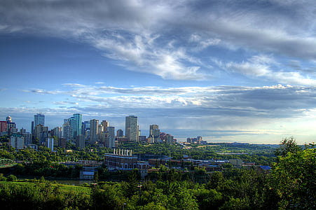 Edmonton, Kanada, město, města, mrakodrapy, budovy, Panorama