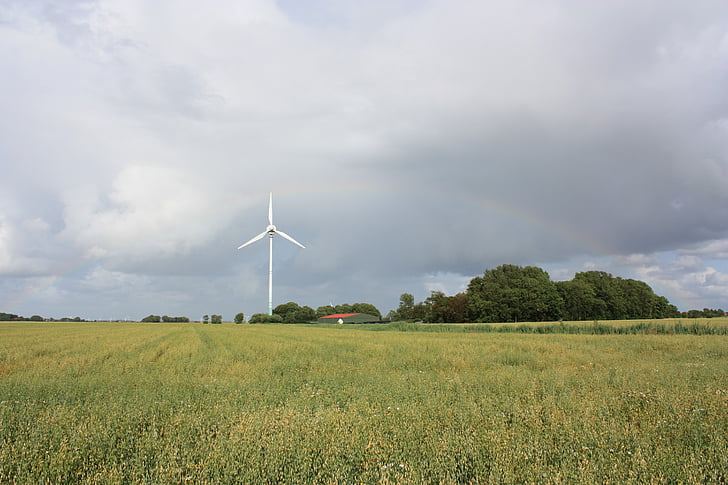 wind, pinwheel, field, clouds, power supply, energy, wind energy