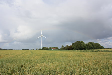 Wind, Pinwheel, veld, wolken, voeding, energie, windenergie