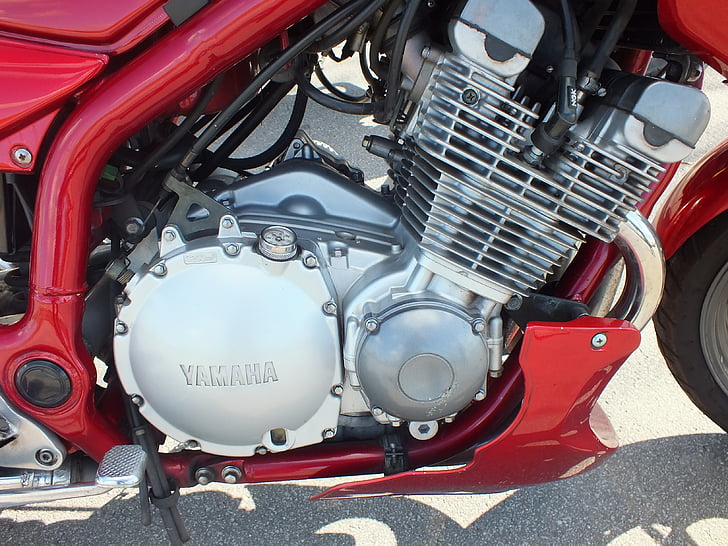 motors, Yamaha, sarkana, dzinējs, motocikls, automašīnas, sauszemes transportlīdzekļu