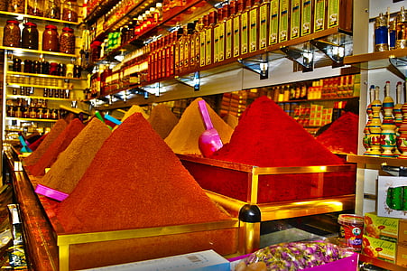 Maroka, garšvielas, Souk, labdarības tirdziņā, krāsas, marraquech, veikals