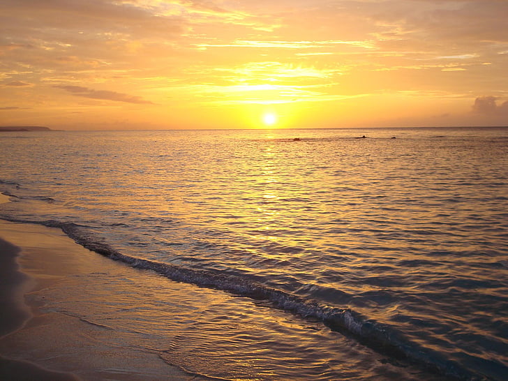 Jamajka, Plaża, zachód słońca, Runaway bay, podróży, wody, Ocean